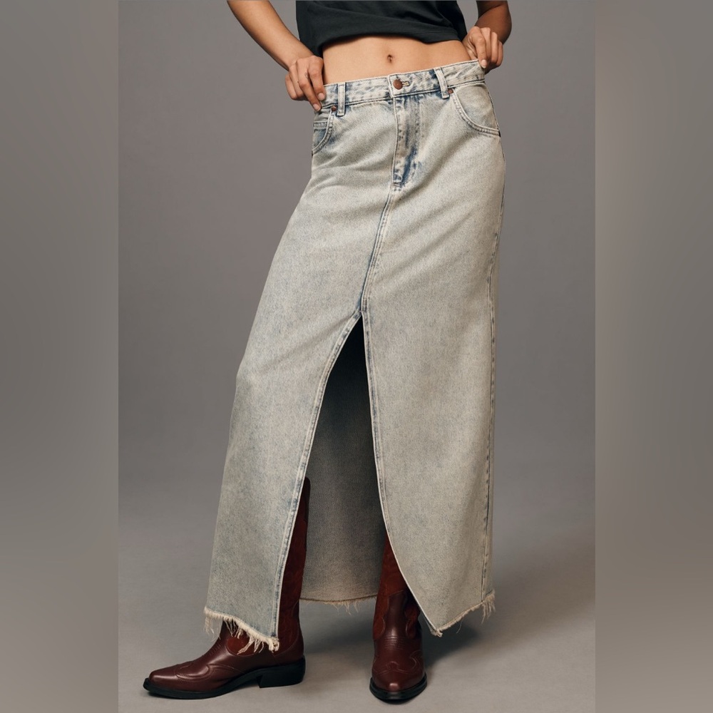 ✨ Anthropologie Madi Front-Slit Denim Skirt Sz 10